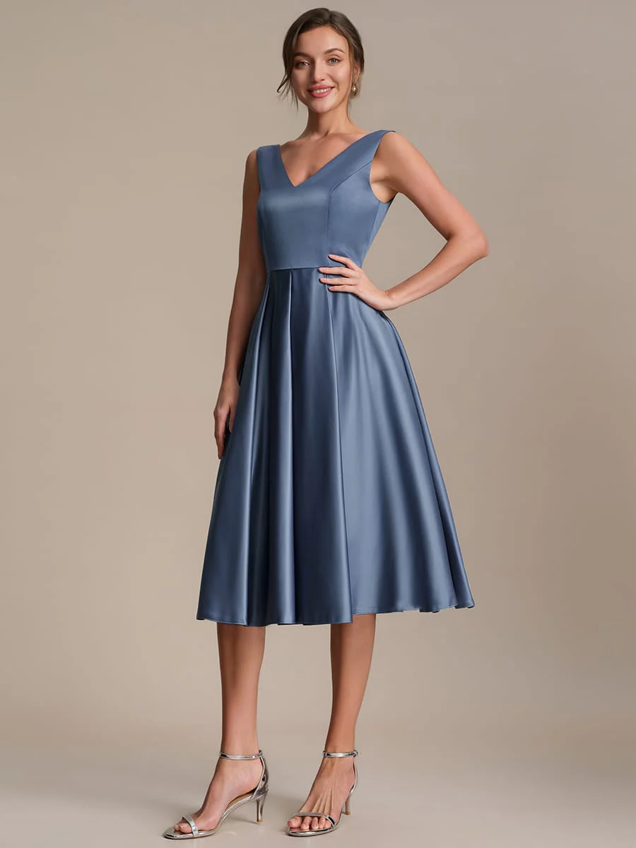 Pleated Satin Sleeveless Dress - Image 10