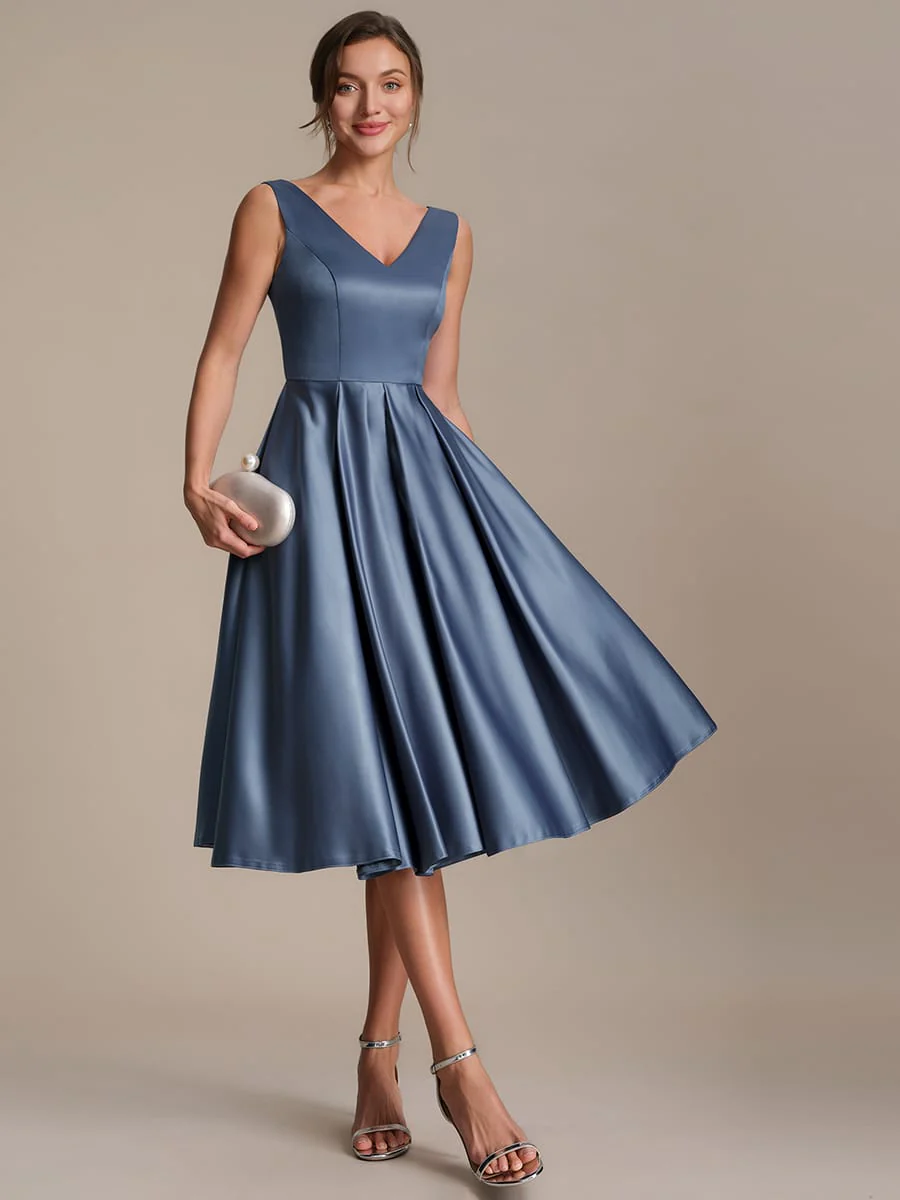 Pleated Satin Sleeveless Dress - Image 11