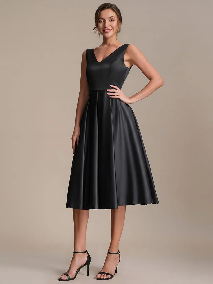 Pleated Satin Sleeveless Dress - Image 5