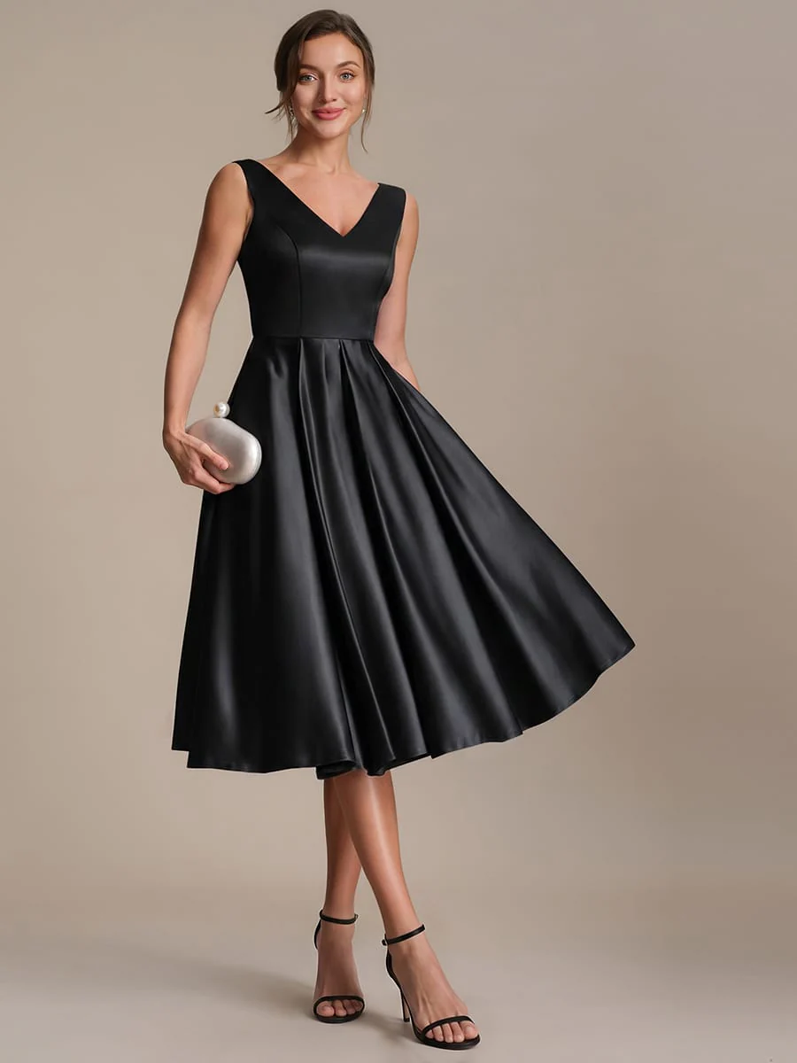 Pleated Satin Sleeveless Dress - Image 6