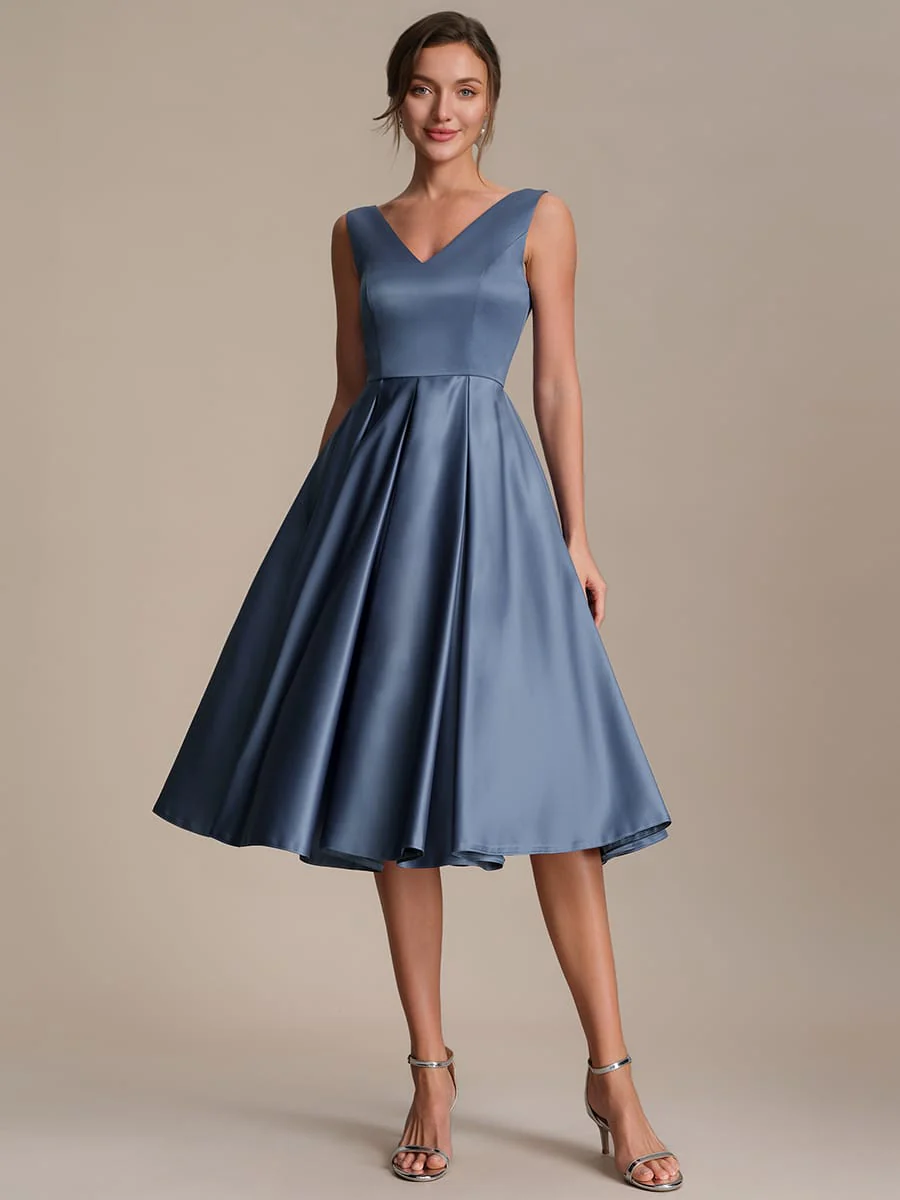 Pleated Satin Sleeveless Dress - Image 7