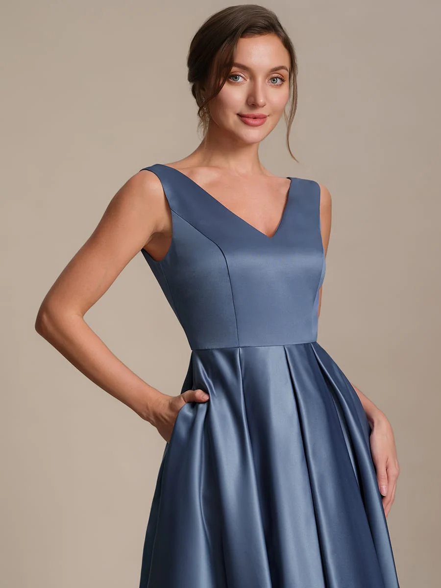 Pleated Satin Sleeveless Dress - Image 9