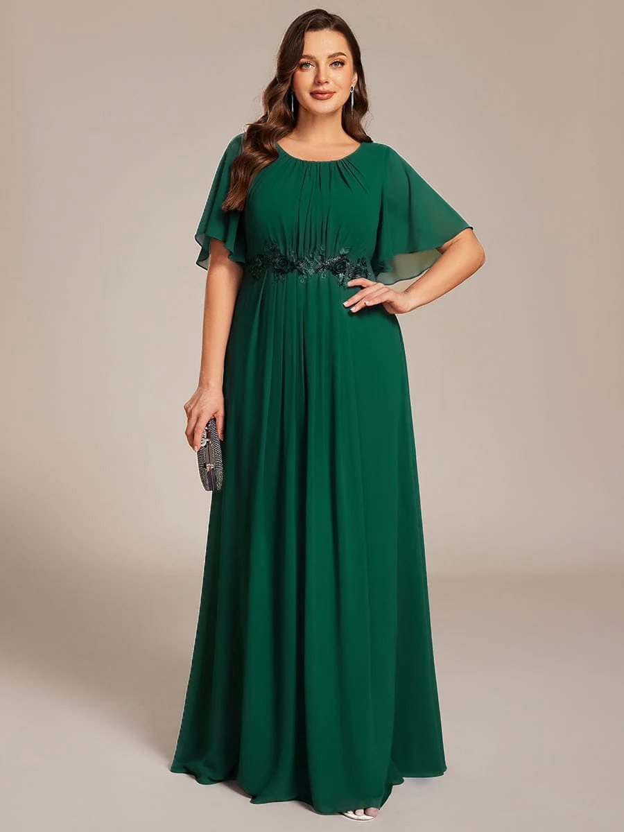 ever ASPYN|Pleated Short Sleeve Ruffled Maxi Evening Dress - Image 106