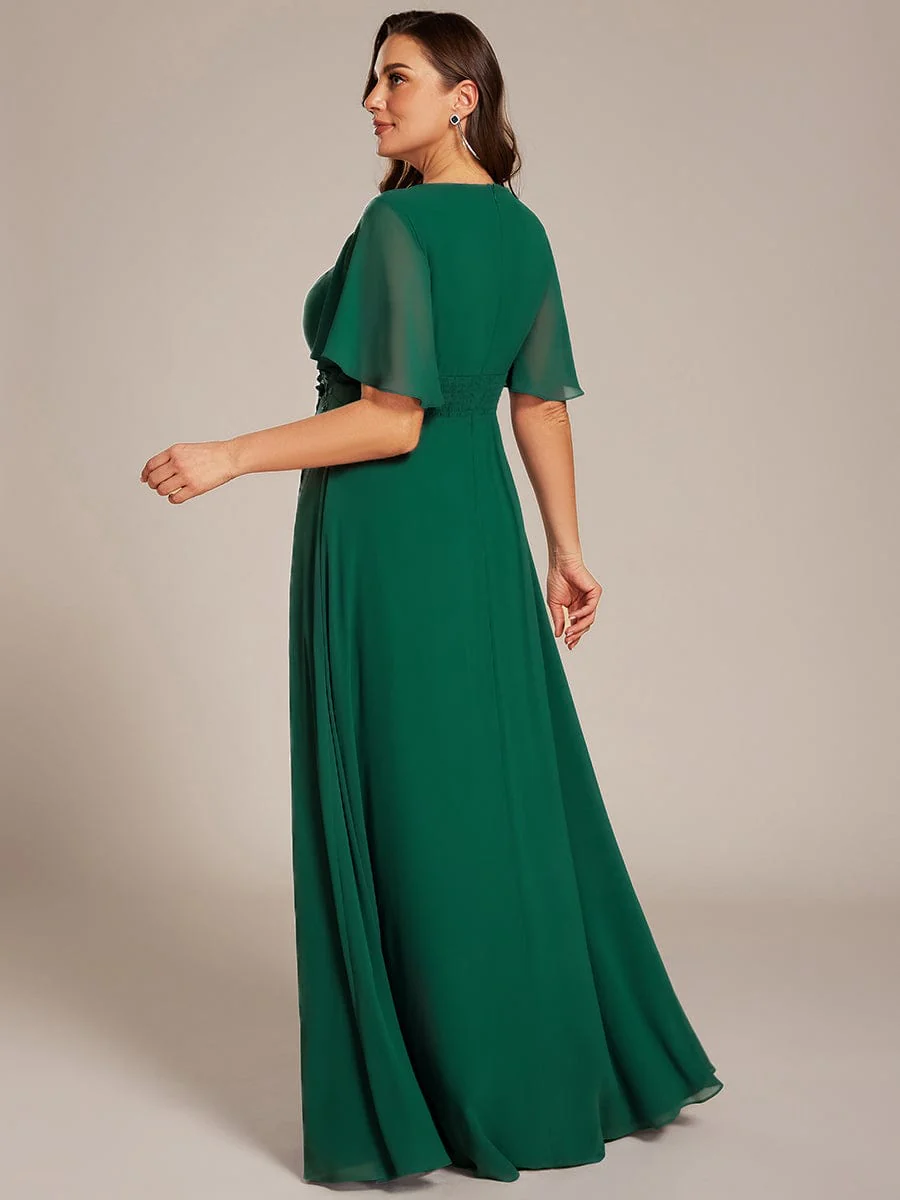 ever ASPYN|Pleated Short Sleeve Ruffled Maxi Evening Dress - Image 107