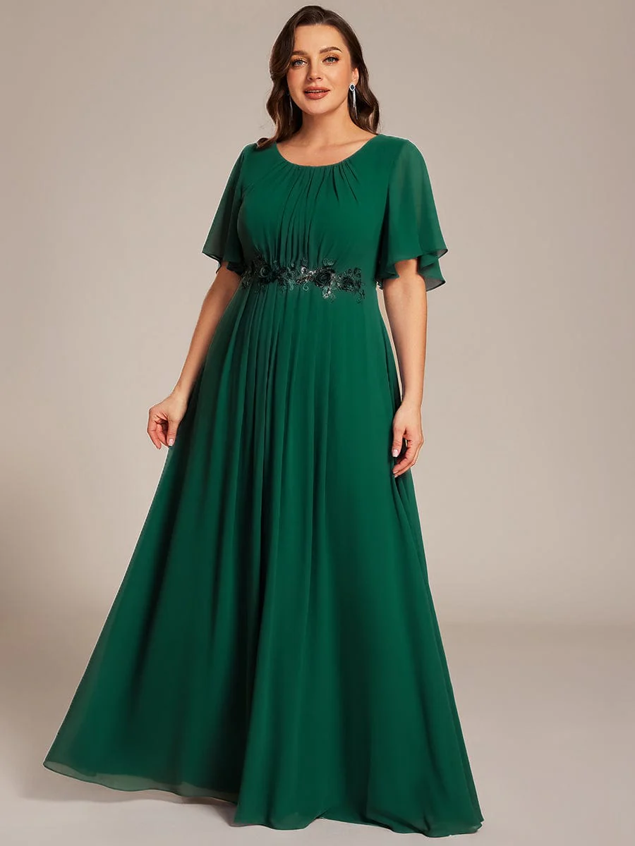 ever ASPYN|Pleated Short Sleeve Ruffled Maxi Evening Dress - Image 109