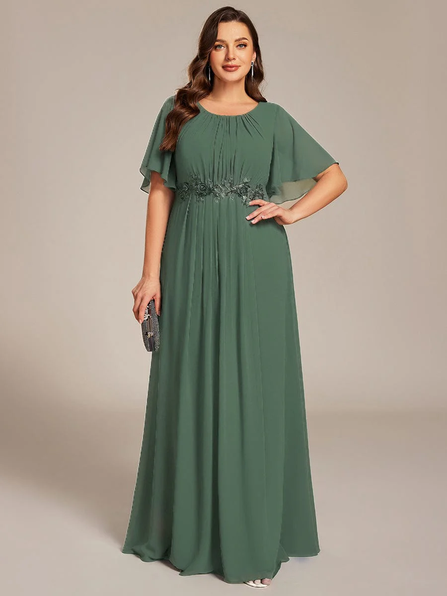 ever ASPYN|Pleated Short Sleeve Ruffled Maxi Evening Dress - Image 116