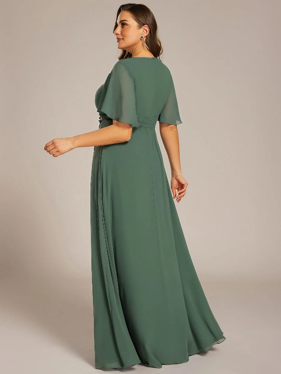ever ASPYN|Pleated Short Sleeve Ruffled Maxi Evening Dress - Image 117