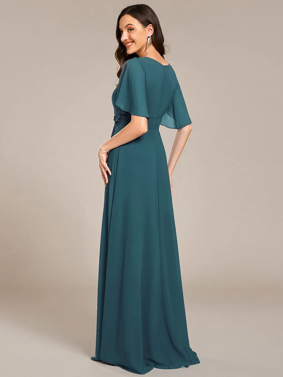 ever ASPYN|Pleated Short Sleeve Ruffled Maxi Evening Dress - Image 130