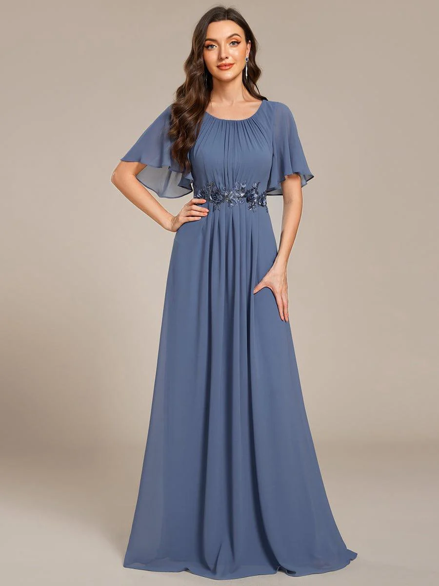 ever ASPYN|Pleated Short Sleeve Ruffled Maxi Evening Dress - Image 14