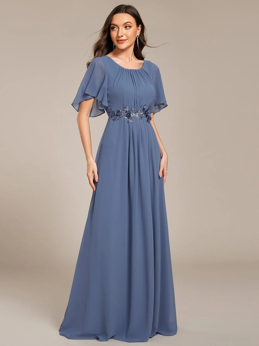ever ASPYN|Pleated Short Sleeve Ruffled Maxi Evening Dress - Image 15