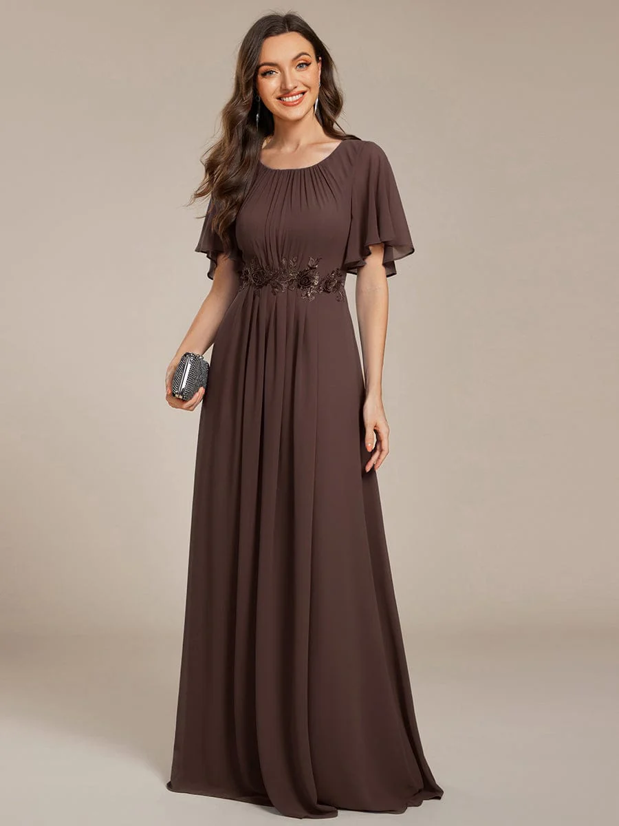 ever ASPYN|Pleated Short Sleeve Ruffled Maxi Evening Dress - Image 158