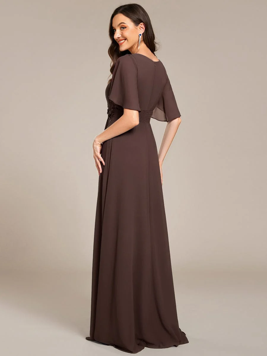 ever ASPYN|Pleated Short Sleeve Ruffled Maxi Evening Dress - Image 159