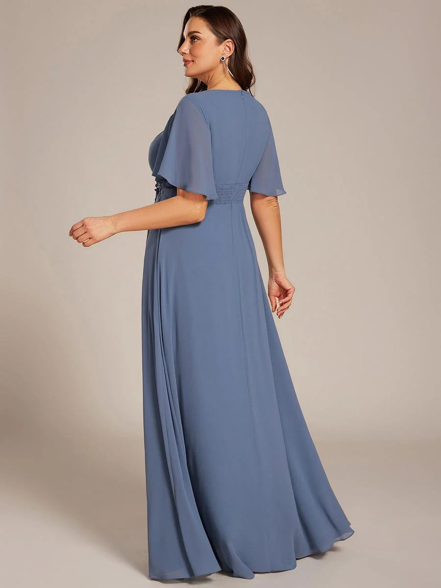 ever ASPYN|Pleated Short Sleeve Ruffled Maxi Evening Dress - Image 17