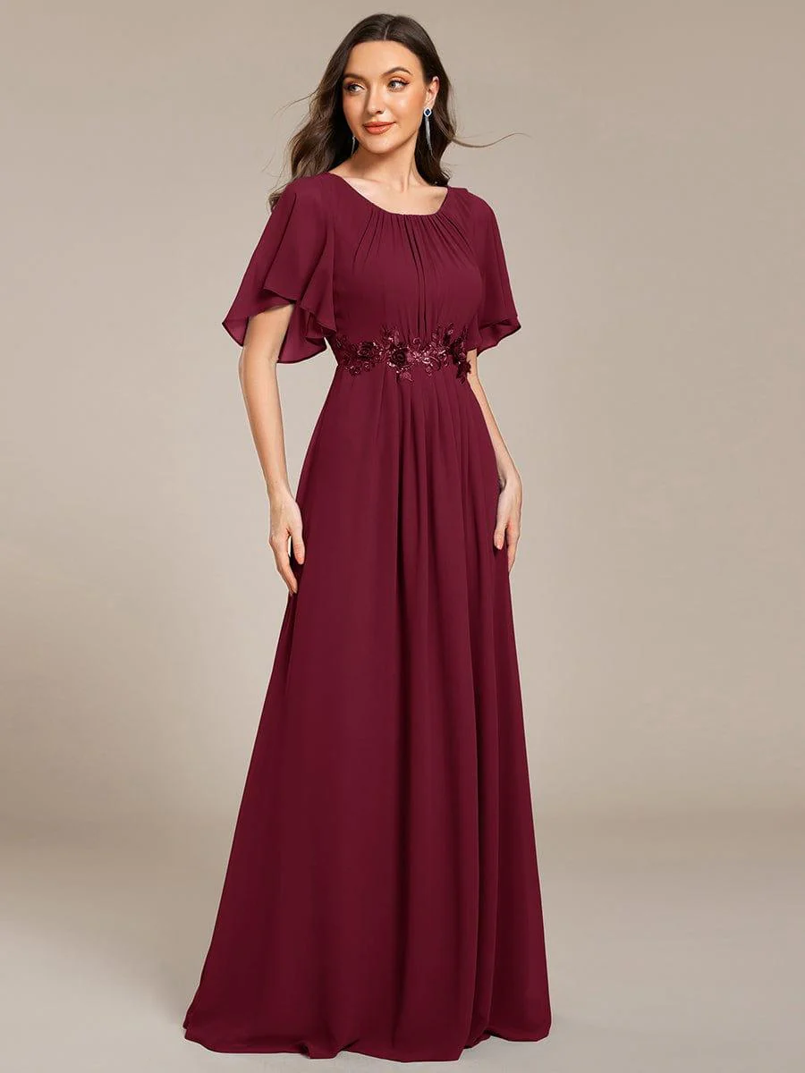 ever ASPYN|Pleated Short Sleeve Ruffled Maxi Evening Dress - Image 25