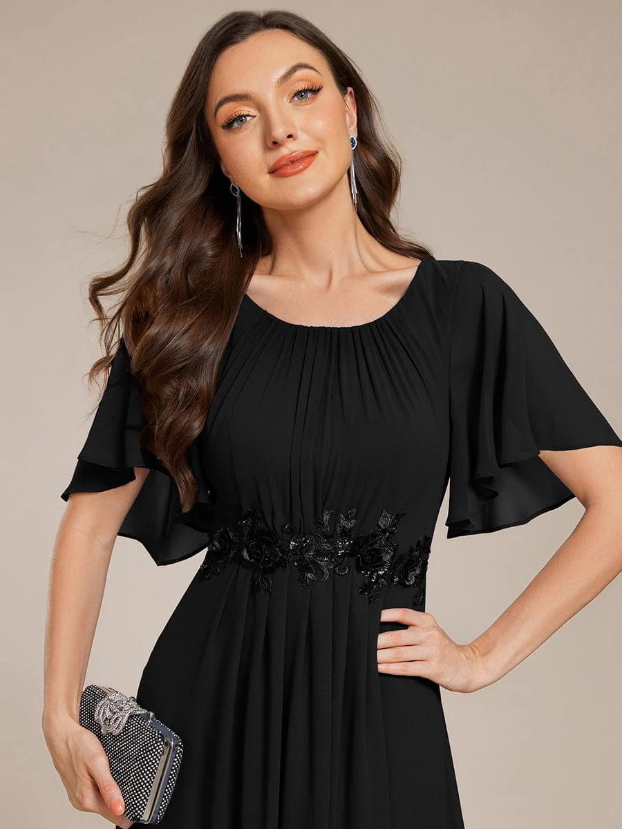ever ASPYN|Pleated Short Sleeve Ruffled Maxi Evening Dress - Image 73