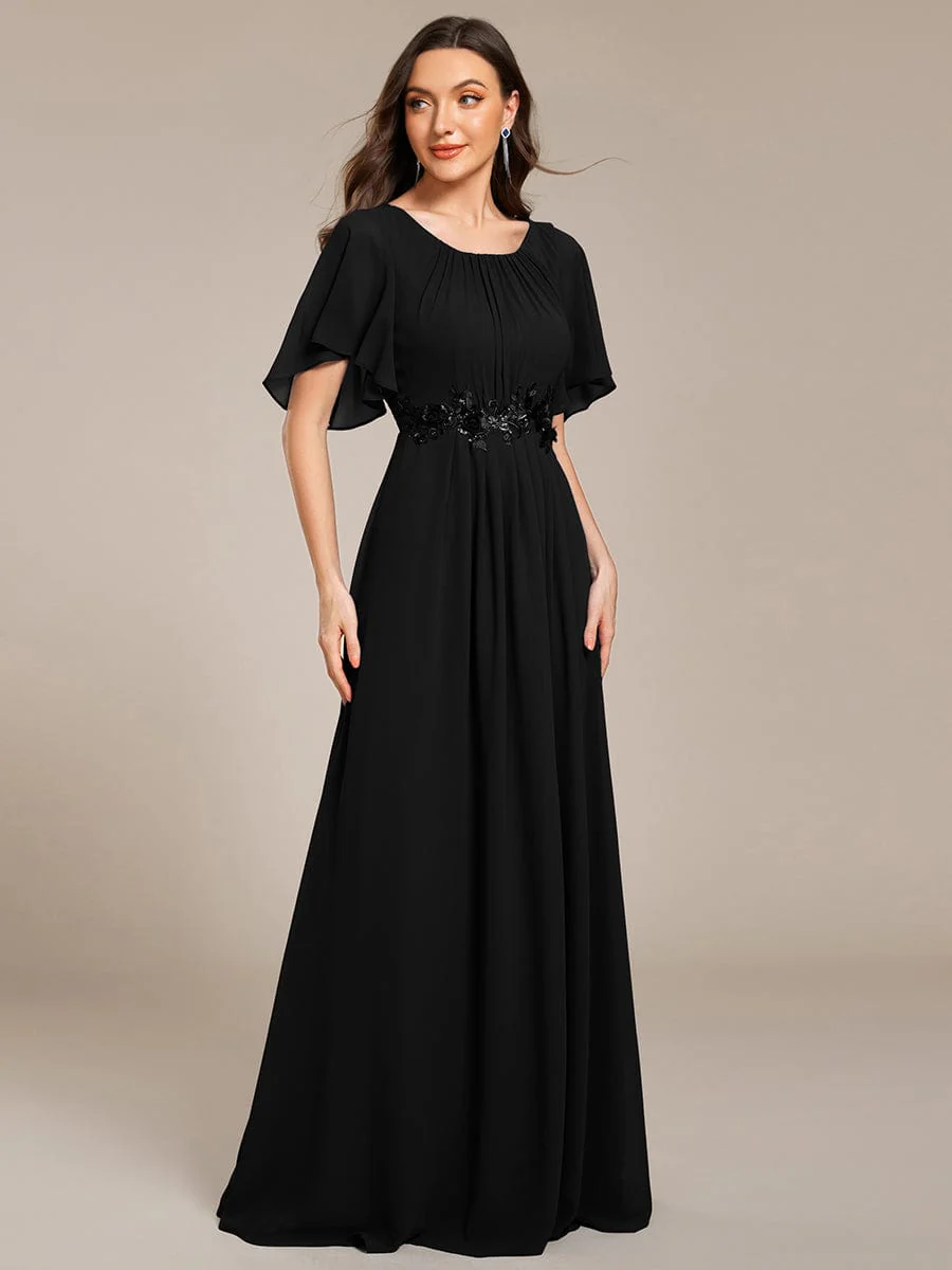ever ASPYN|Pleated Short Sleeve Ruffled Maxi Evening Dress - Image 74