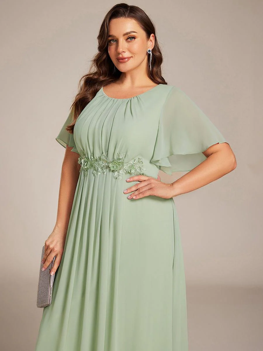 ever ASPYN|Pleated Short Sleeve Ruffled Maxi Evening Dress - Image 8