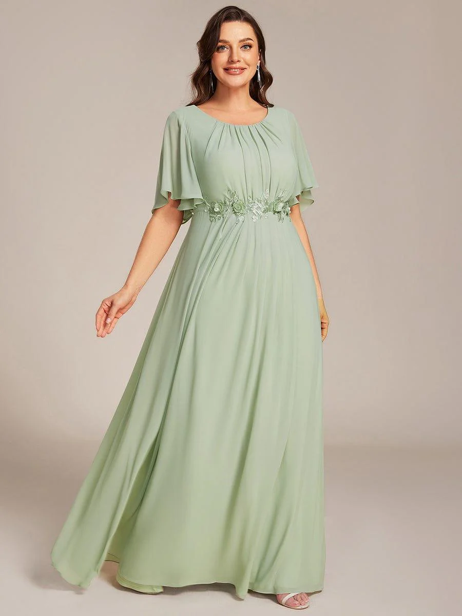 ever ASPYN|Pleated Short Sleeve Ruffled Maxi Evening Dress - Image 9