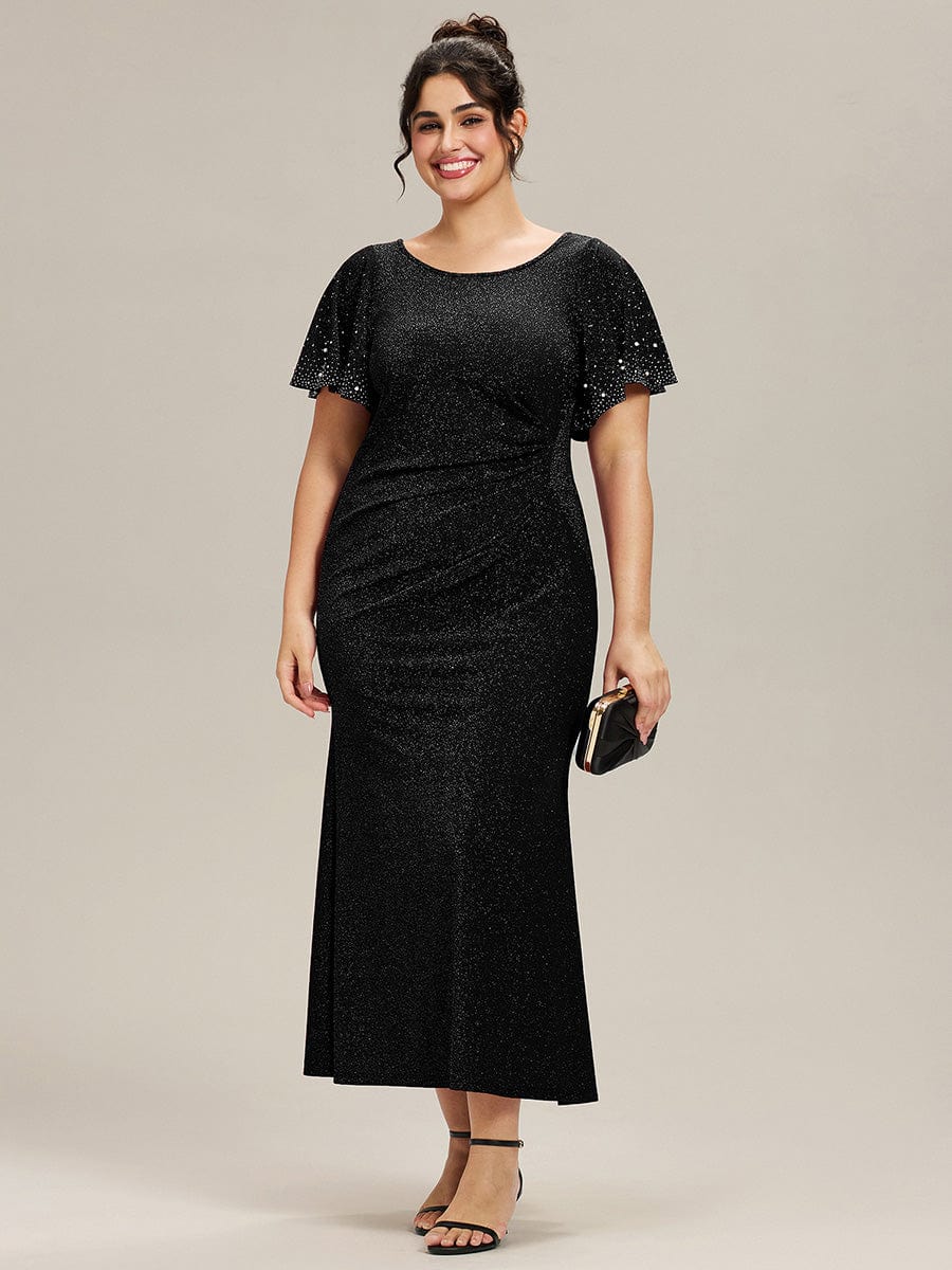 ever FATE|Plus Size Beaded Knit Evening Dress