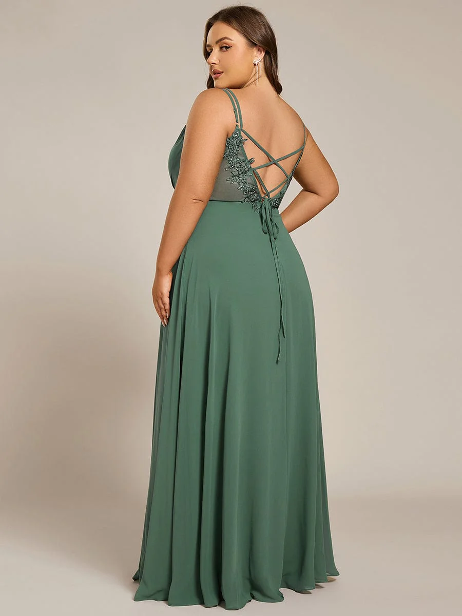 pretty RUBY|Plus Size Multiway Backless Chiffon Spaghetti Straps Bridesmaid Dress - Image 70