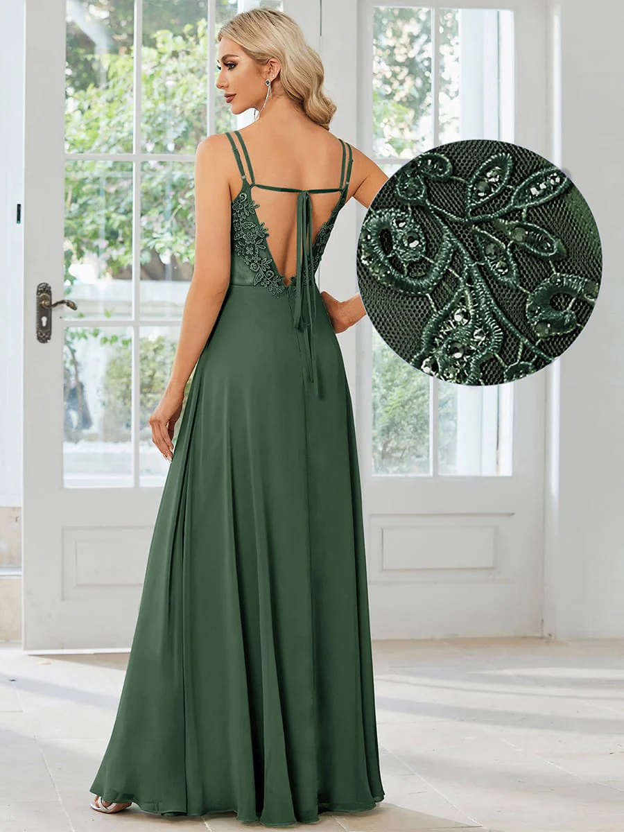 pretty RUBY|Plus Size Multiway Backless Chiffon Spaghetti Straps Bridesmaid Dress - Image 71