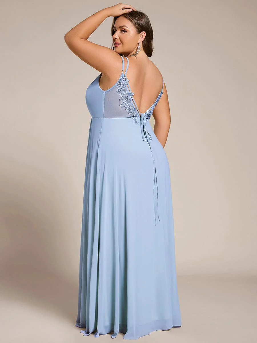 pretty RUBY|Plus Size Multiway Backless Chiffon Spaghetti Straps Bridesmaid Dress - Image 80