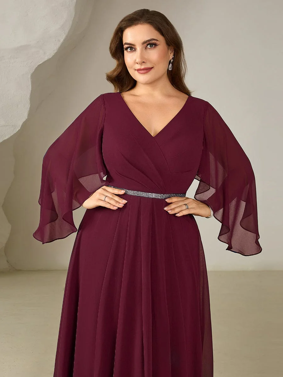 ever WYNN|Plus Size V-Neck Chiffon Wedding Guest Dress - Image 3