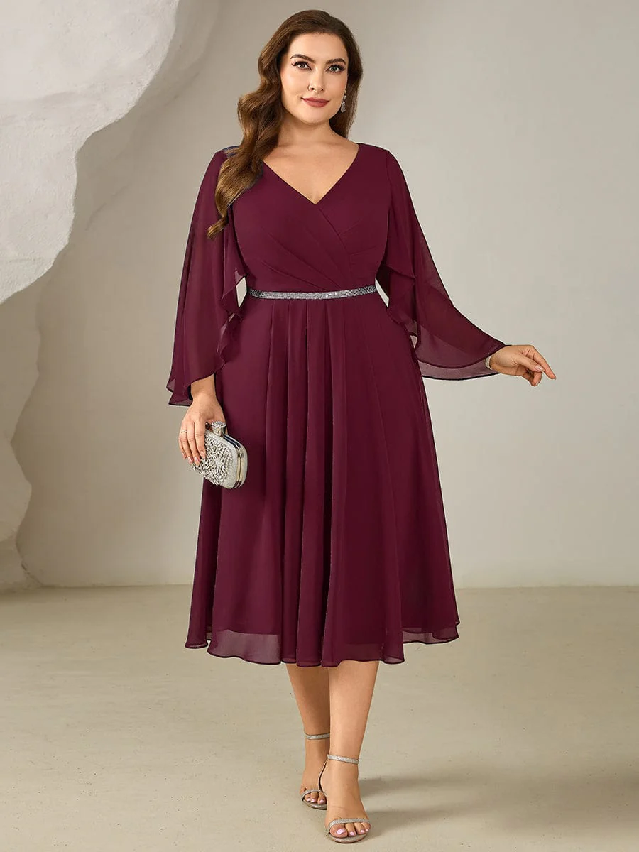 ever WYNN|Plus Size V-Neck Chiffon Wedding Guest Dress - Image 5