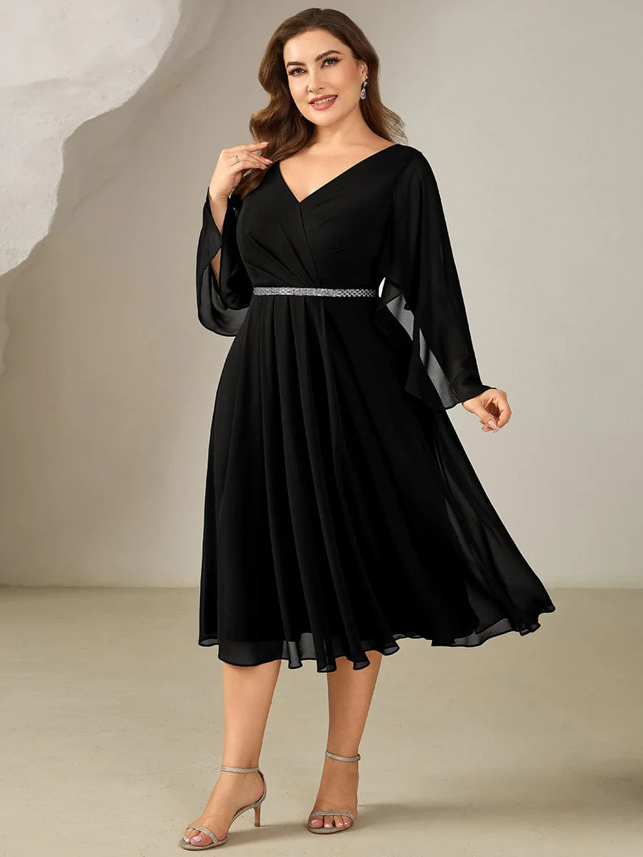 ever WYNN|Plus Size V-Neck Chiffon Wedding Guest Dress - Image 9