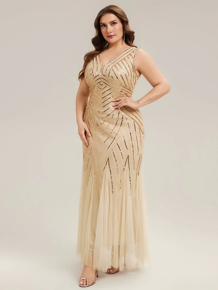 pretty GLAMOUR|Plus Size Deep V-Neck Sequin Sleeveless Dress - Image 20