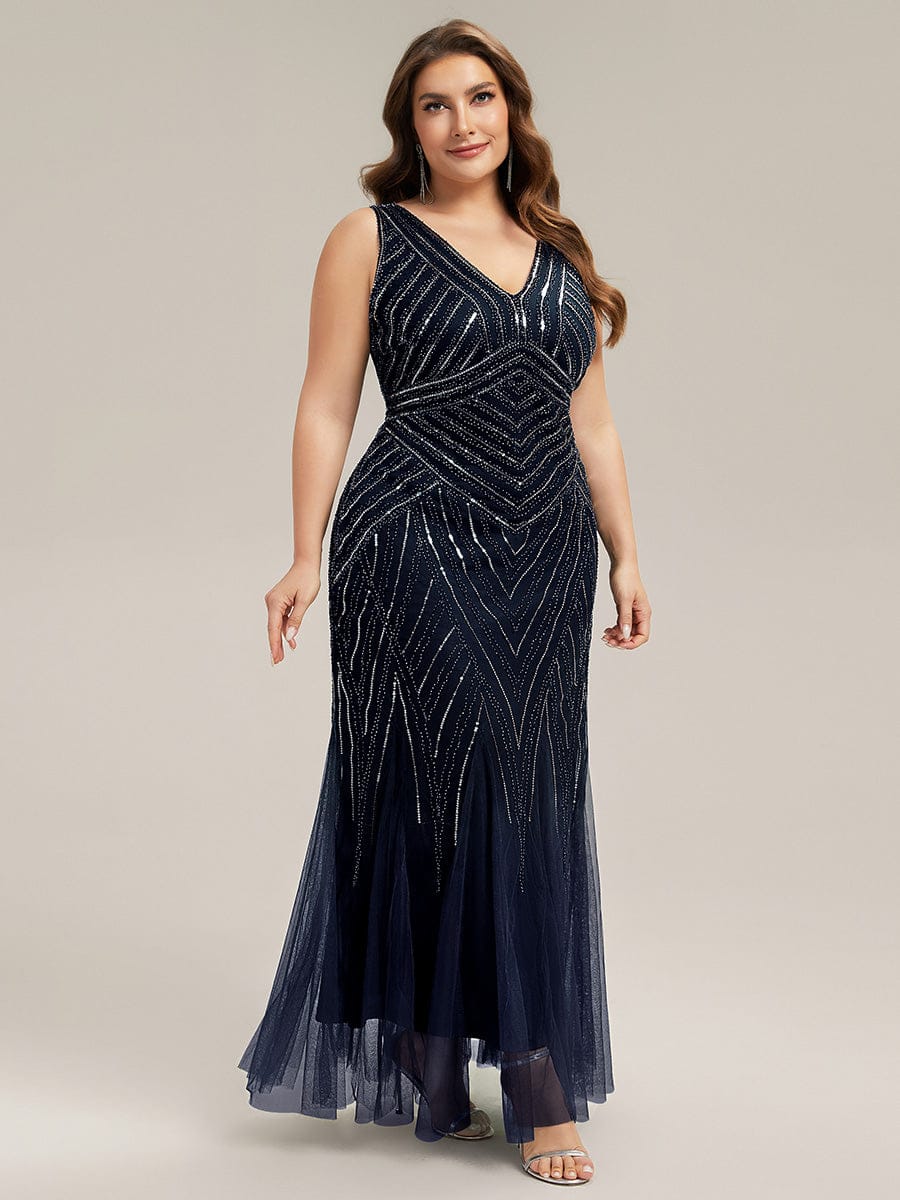 pretty GLAMOUR|Plus Size Deep V-Neck Sequin Sleeveless Dress - Image 28