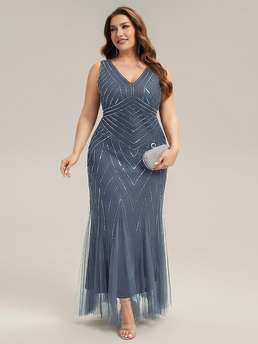 pretty GLAMOUR|Plus Size Deep V-Neck Sequin Sleeveless Dress - Image 8