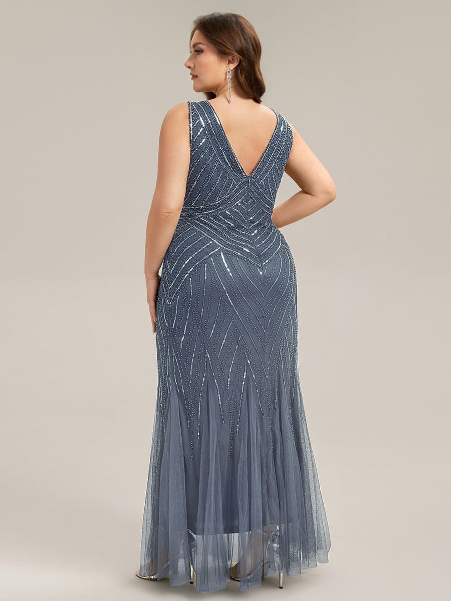 pretty GLAMOUR|Plus Size Deep V-Neck Sequin Sleeveless Dress - Image 9