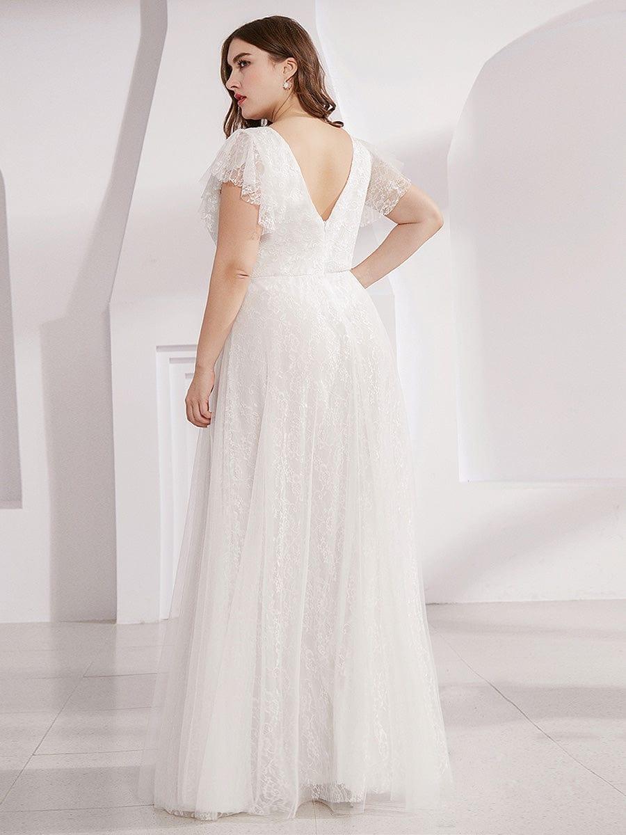 Maxi Long Plus Size Lace Evening Dresses with Ruffle Sleeves - Image 2