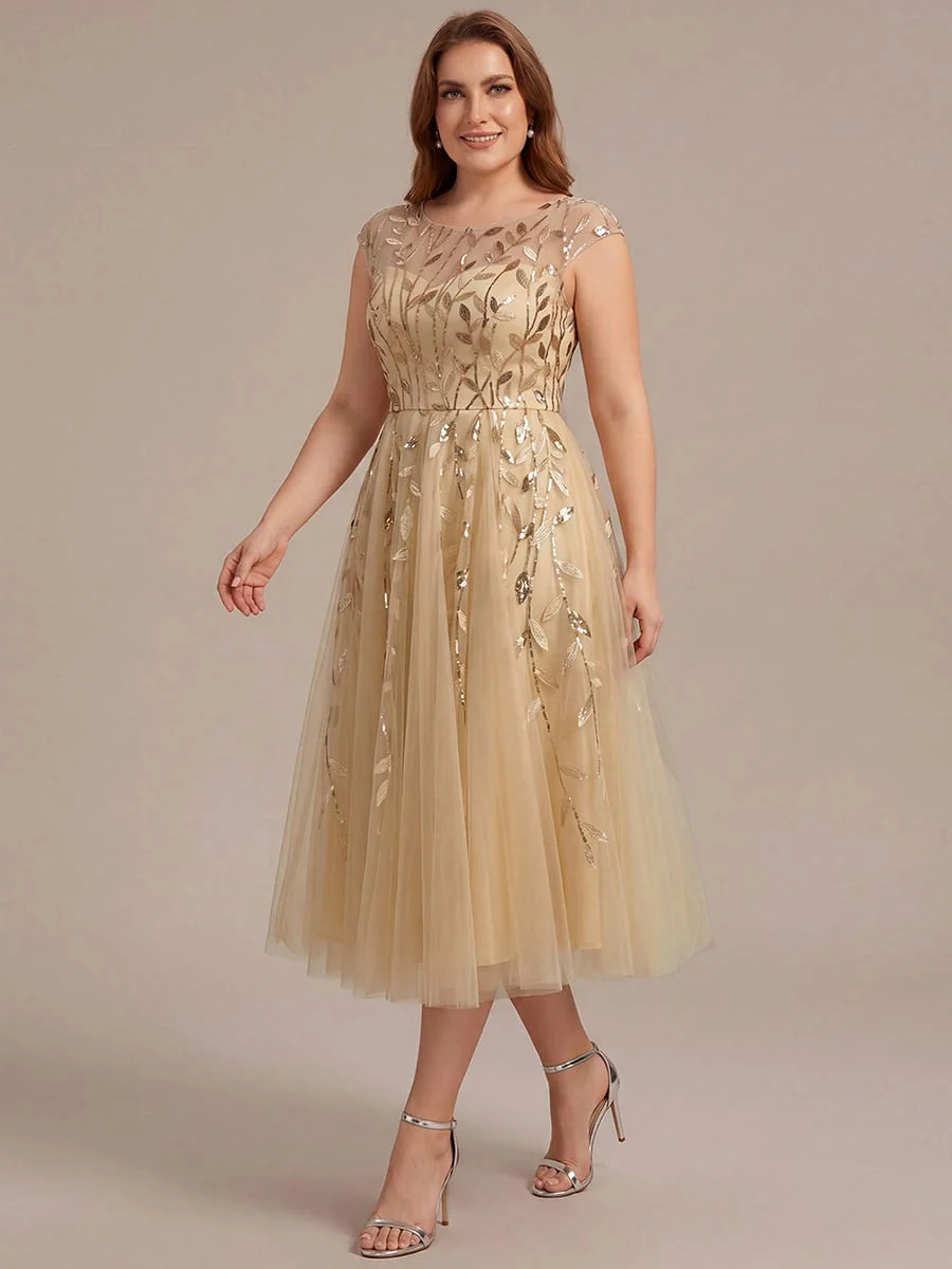 Elegant Sequin Cap Sleeve Dress - Image 44
