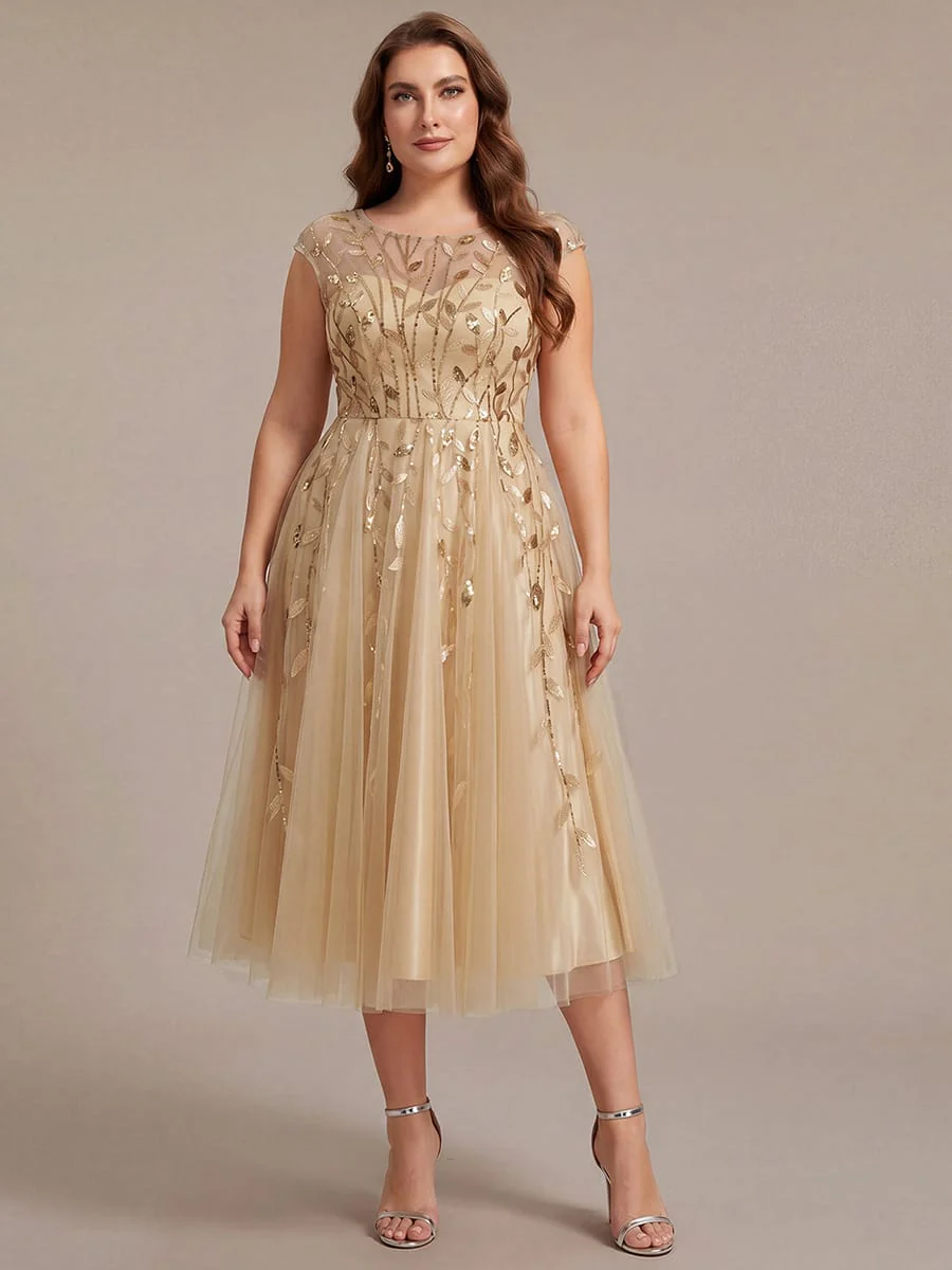 Elegant Sequin Cap Sleeve Dress - Image 45