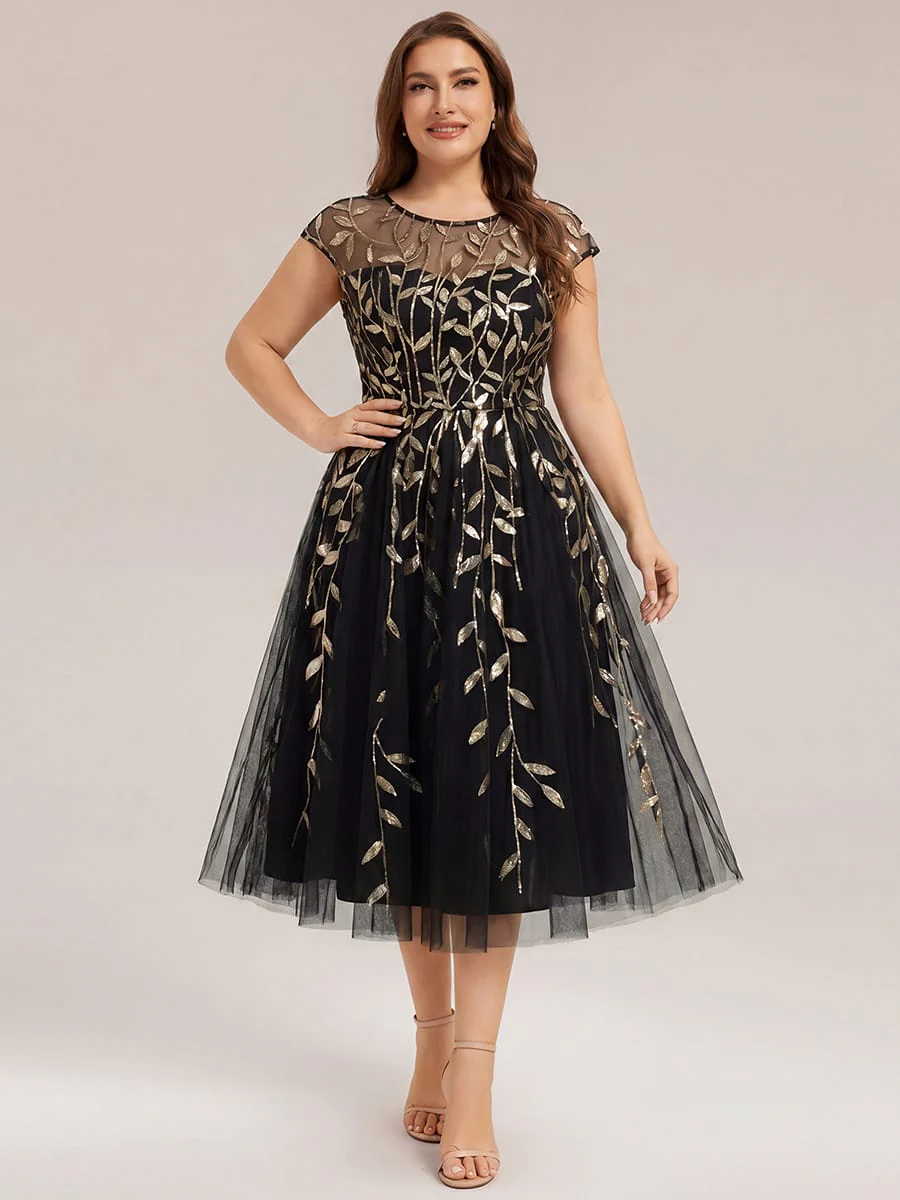 Elegant Sequin Cap Sleeve Dress - Image 57