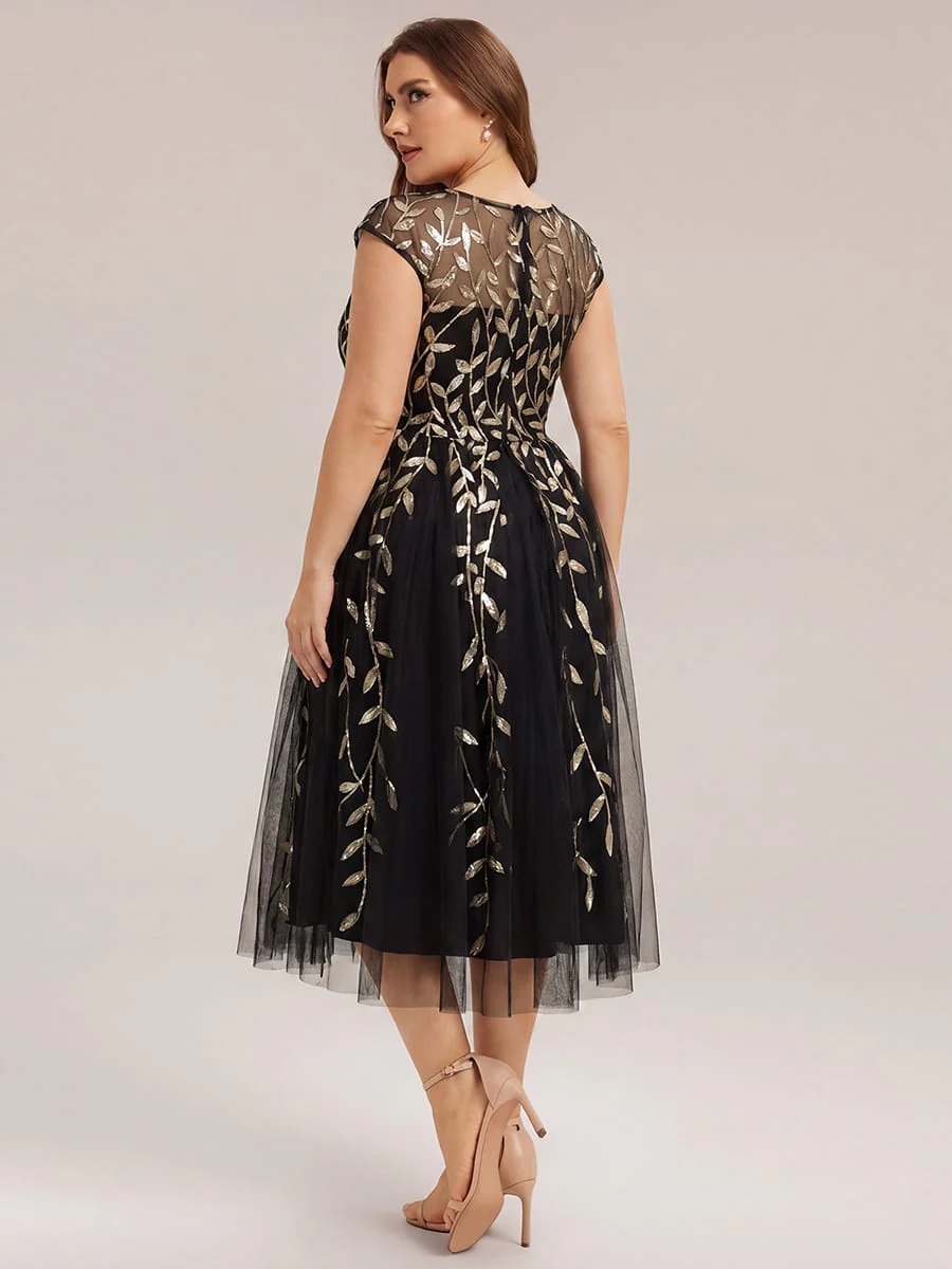 Elegant Sequin Cap Sleeve Dress - Image 58