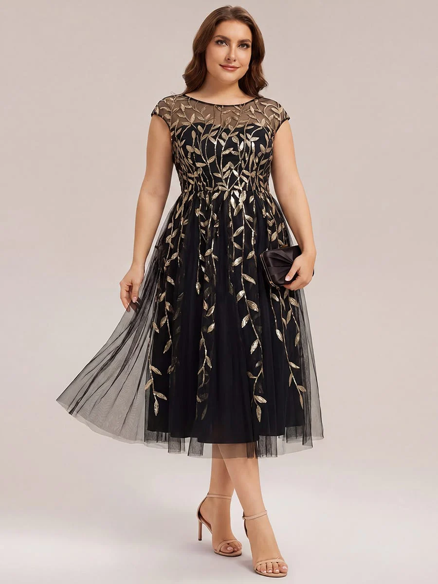 Elegant Sequin Cap Sleeve Dress - Image 59