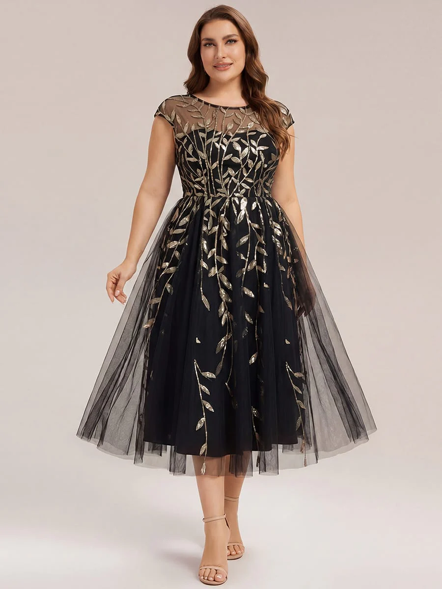 Elegant Sequin Cap Sleeve Dress - Image 60