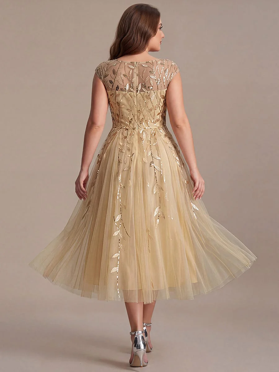 Elegant Sequin Cap Sleeve Dress - Image 43