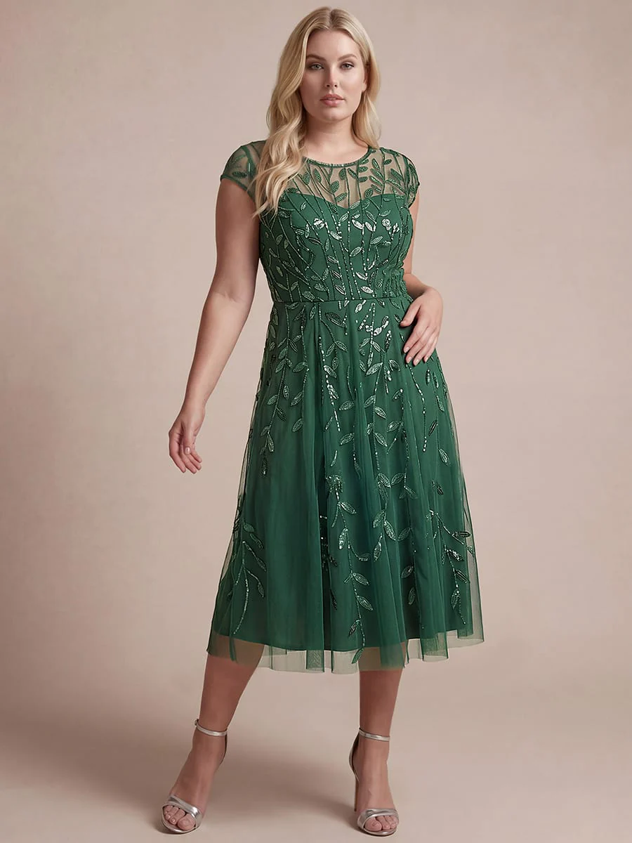Elegant Sequin Cap Sleeve Dress - Image 28