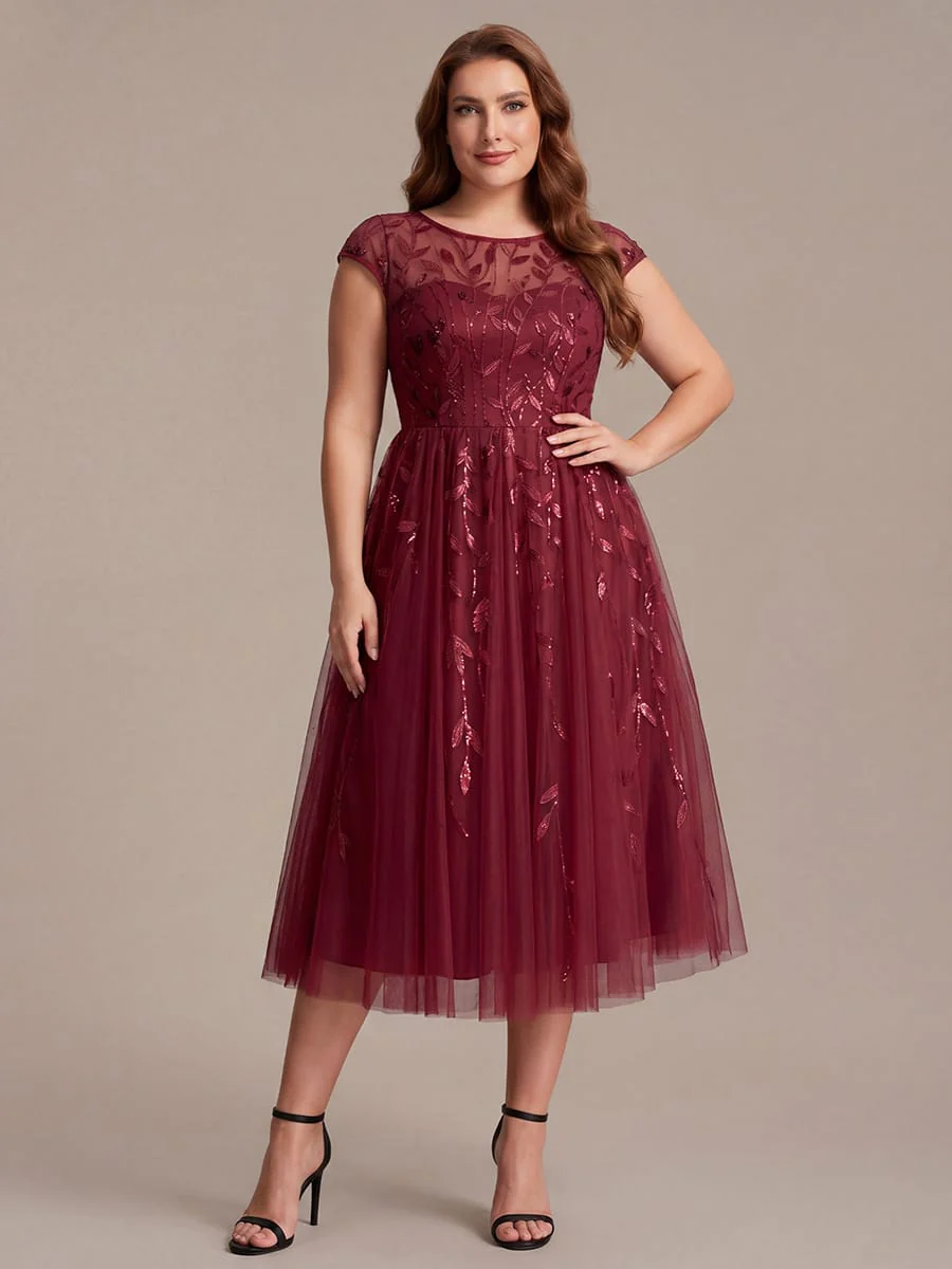 Elegant Sequin Cap Sleeve Dress - Image 40