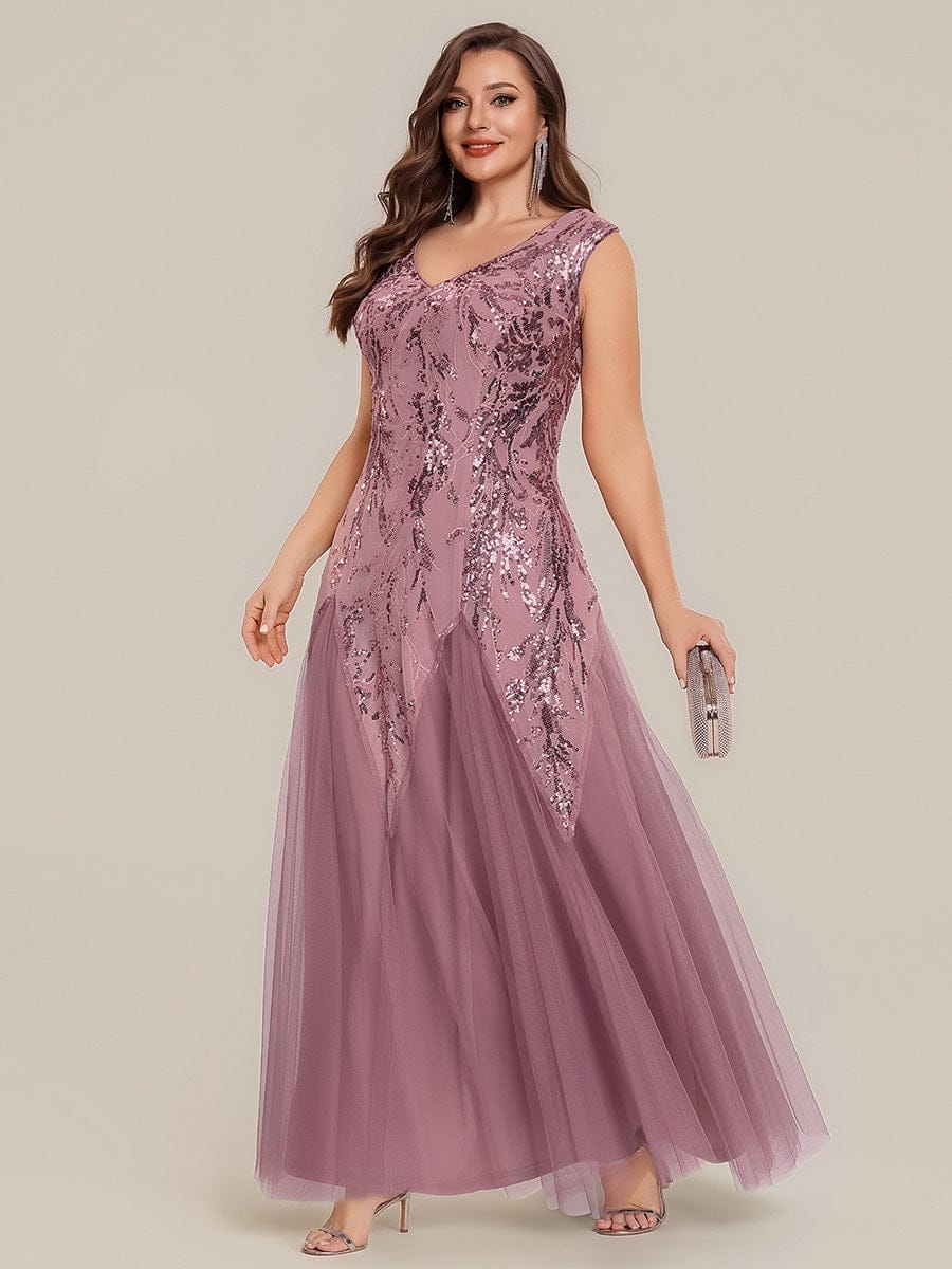 pretty FREYA|Plus Size Embroidered Sequin Cap Sleeve Dress - Image 35