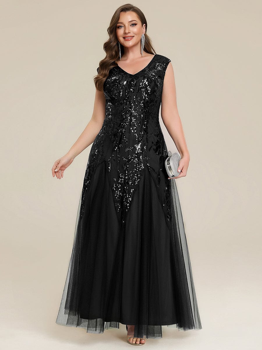 pretty FREYA|Plus Size Embroidered Sequin Cap Sleeve Dress - Image 4
