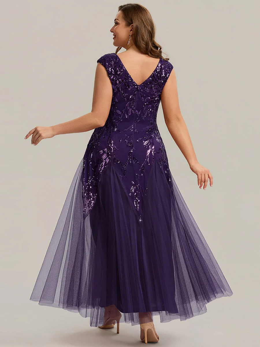 pretty FREYA|Plus Size Embroidered Sequin Cap Sleeve Dress - Image 46