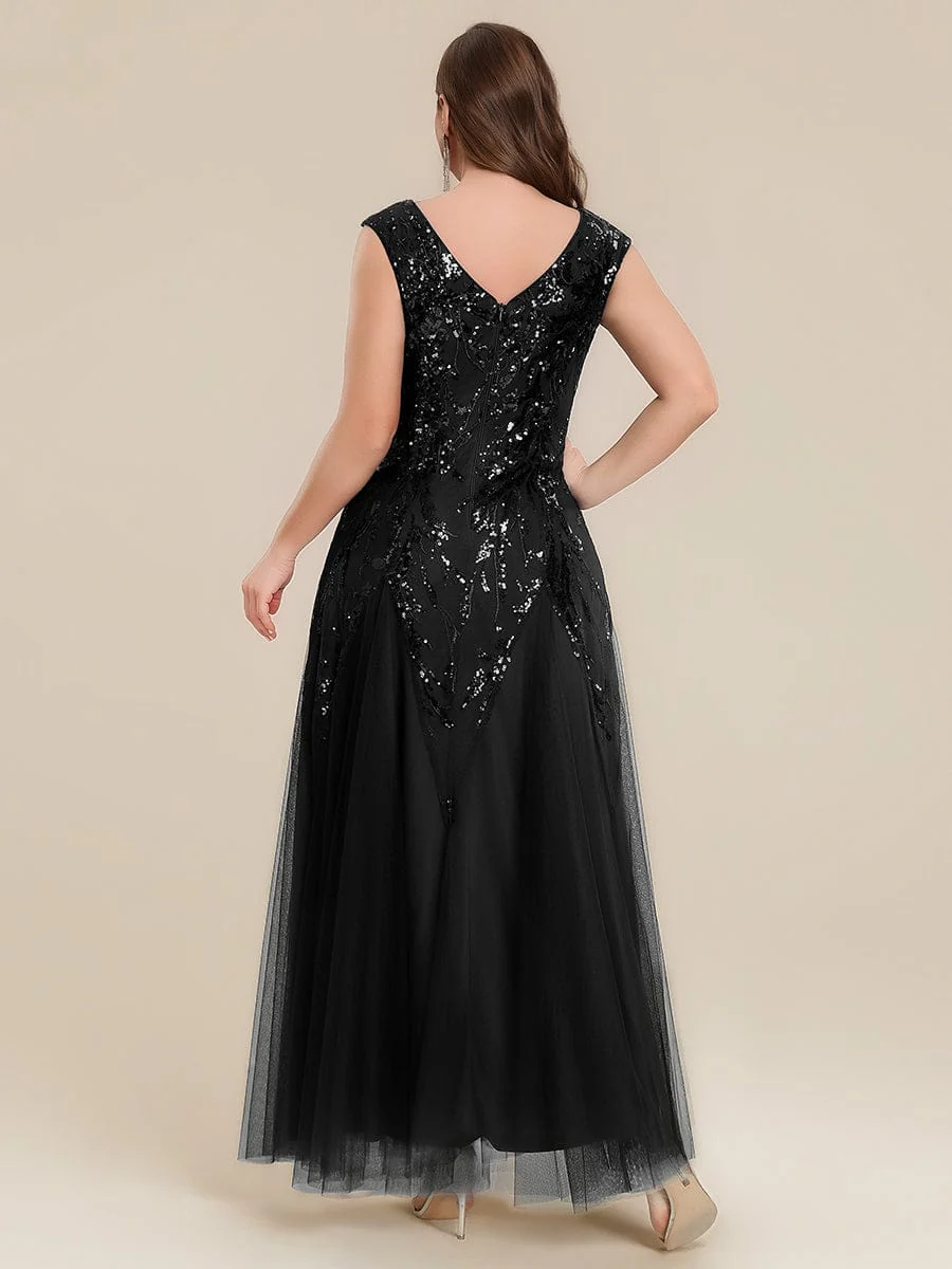 pretty FREYA|Plus Size Embroidered Sequin Cap Sleeve Dress - Image 5