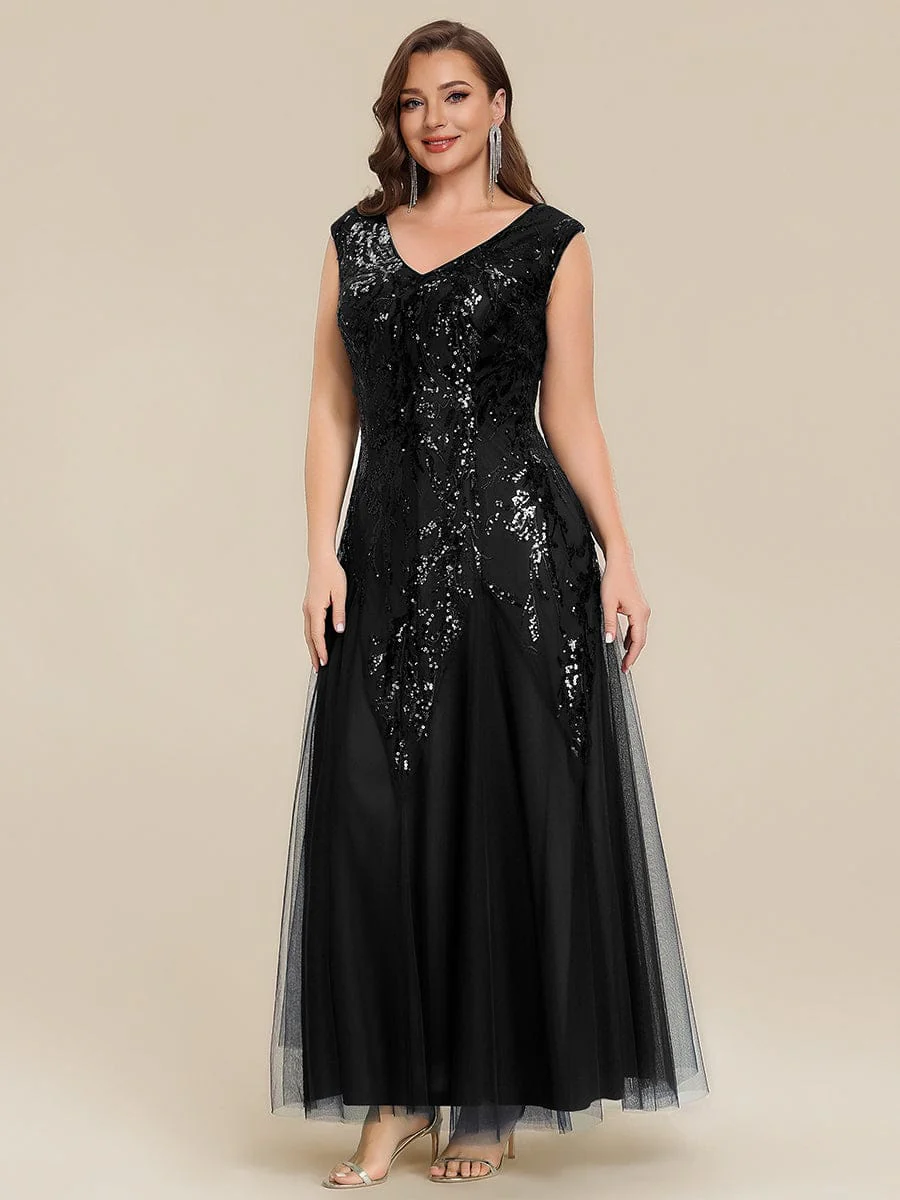 pretty FREYA|Plus Size Embroidered Sequin Cap Sleeve Dress - Image 7