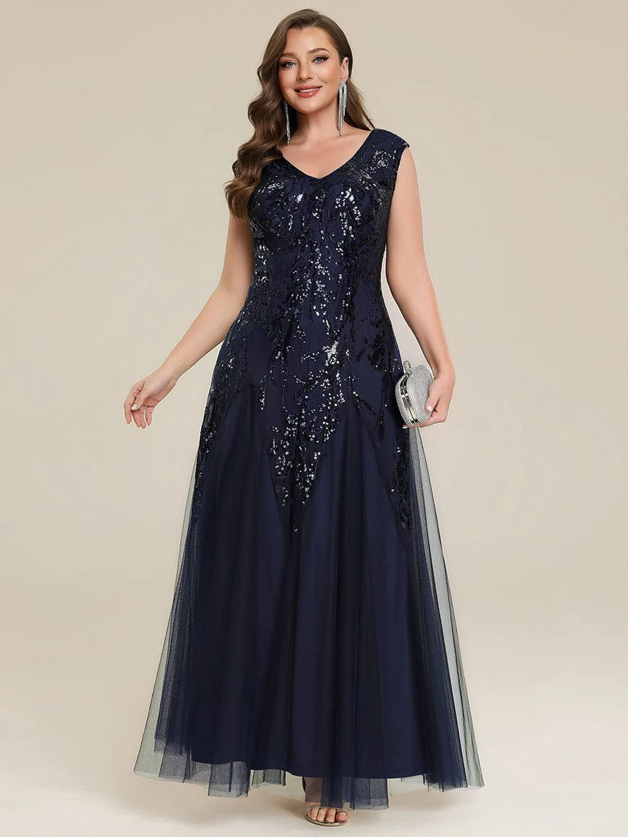 pretty FREYA|Plus Size Embroidered Sequin Cap Sleeve Dress - Image 9