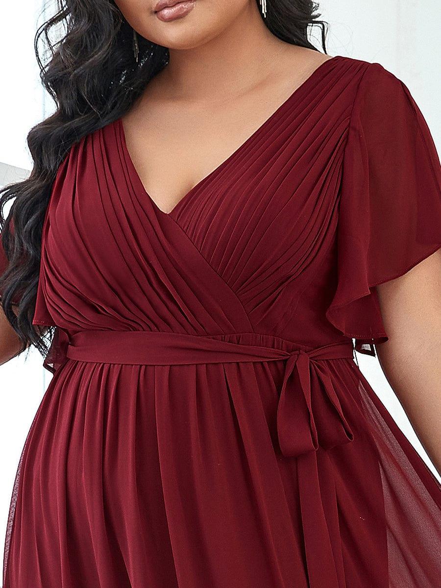 pretty LEORA|Plus Size V-Neck Floor-Length Chiffon Evening Dress - Image 18